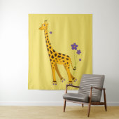 かわいくおもしろいなスケートで滑るの漫画のキリン タペストリー (インサイチュ)