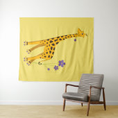 かわいくおもしろいなスケートで滑るの漫画のキリン タペストリー (インサイチュ(横))