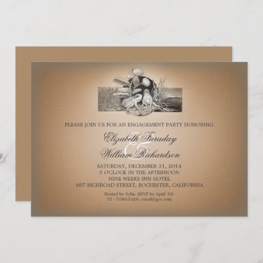 かわいくおもしろいなデザインの婚約パーティの招待状 招待状 (正面/裏面)