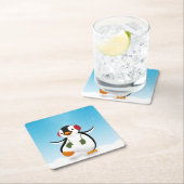 かわいくおもしろいな冬のペンギン スクエアペーパーコースター (インサイチュ)