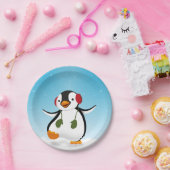 かわいくおもしろいな冬のペンギン ペーパープレート (パーティー)