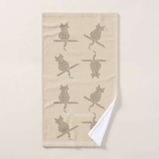 かわいくおもしろいな猫は一流のBathタオルセットを加えます バスタオルセット (ハンドタオル)