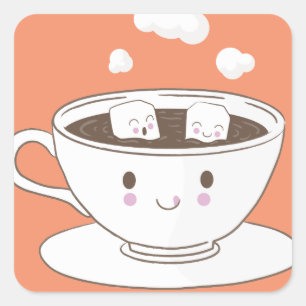 かわいくおもしろいな砂糖はコーヒーカップで浸ることを立方体にします スクエアシール