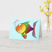 かわいくおもしろいな魚-カラフル カード (黄色い花)