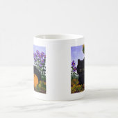 かわいくおもしろいな黒猫のマウスの秋のギフトCreationarts コーヒーマグカップ (中央)