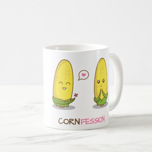 かわいくおもしろいなPunnyのトウモロコシ愛告白 コーヒーマグカップ (正面右)