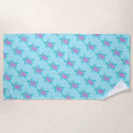 かわいくお洒落なカメのハートの水彩画の芸術タオル ビーチタオル