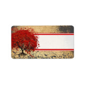 かわいくお洒落なハートは赤いピンクの点木の葉が出ました ラベル (正面)