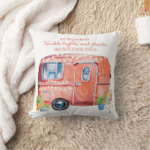 かわいくお洒落な水彩画のレトロのヴィンテージのキャンピングカー クッション (ブランケット)