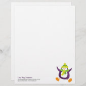 かわいくお洒落な紫色のペンギンPersonalizable Lette レターヘッド (正面/裏面)