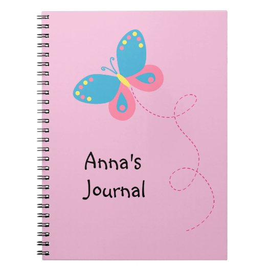 かわいくお洒落な蝶パーソナライズなノート ノートブック (正面)