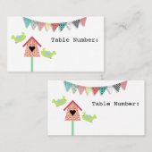 かわいくお洒落な鳥および巣箱のテーブル数 プレイスカード (正面/裏面)