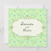 かわいくお洒落な鳥および巣箱は日付を救います セーブザデート (裏面)