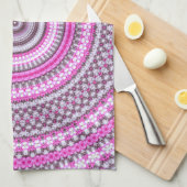 かわいくかわいらしいピンクの曼荼羅の台所ふきん キッチンタオル (四つ折り)