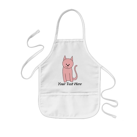 かわいくかわいらしいピンク猫 子供用エプロン (正面)