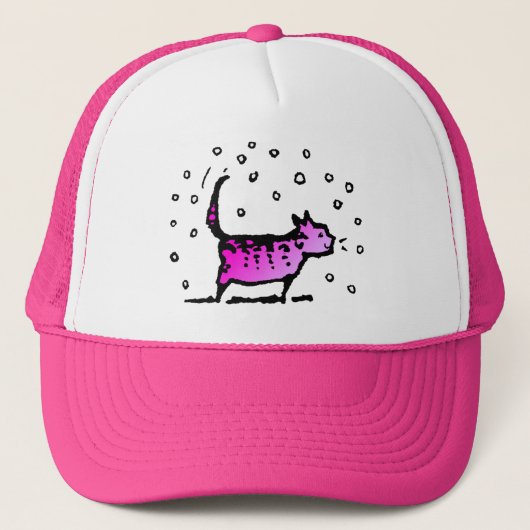 かわいくかわいらしくガーリーなピンク猫 キャップ (正面)