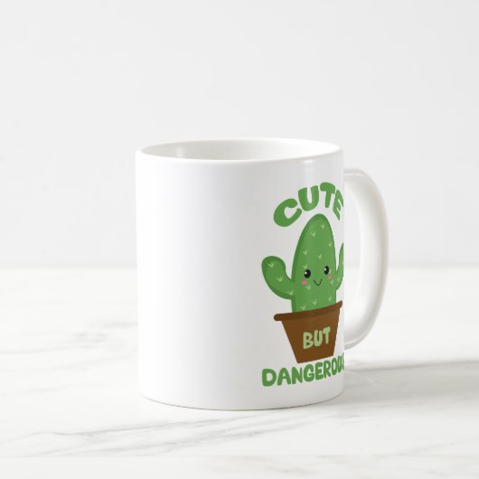 かわいくしかし危ない-かわいいのサボテン-おもしろい コーヒーマグカップ (正面右)