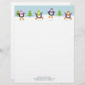 かわいくすてきな跳躍のペンギンのノベルティレターヘッド レターヘッド (正面/裏面)