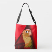 かわいくてパイナップルグリーンチークコンキュアインパレーレッド クロスボディバッグ (裏面)