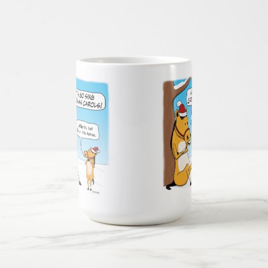かわいくて小さおもしろいな馬のクリスマス コーヒーマグカップ (中央)