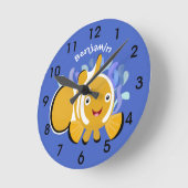 かわいくて幸せなピエロフィッシュアニノーム漫画 ラウンド壁時計 (傾斜)