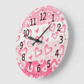 かわいくて愛らしいバレンタインデイパステルハート| ラージ壁時計 (傾斜)