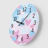 かわいくて愛らしいバレンタインデイパステルハート| ラージ壁時計 (傾斜)