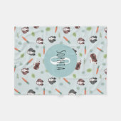 かわいくて青いギお洒落ニーピグの子どもたち フリースブランケット (正面(横))