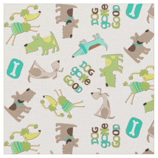 かわいくよい犬パターン ファブリック (クローズアップ)