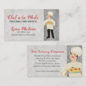 かわいくイタリアンなシェフのパスタのケイタリングビジネスカード 名刺 (正面/裏面)