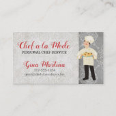 かわいくイタリアンなシェフのパスタのケイタリングビジネスカード 名刺 (正面)