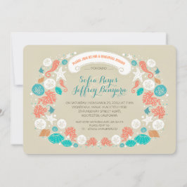 かわいくカジュアルなビーチのリハーサルの夕食の招待状 招待状