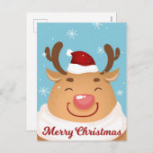 かわいくカスタマイズ可能なメリークリスマスのトナカイカード シーズンポストカード (正面/裏面)