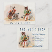 かわいくカスタマイズ可能なヴィンテージの芸術カード-音楽的な猫 名刺 (正面/裏面)