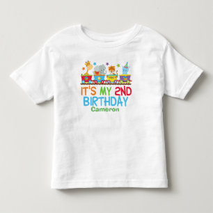 かわいくカスタムなサーカスの動物の列車の第2誕生日 トドラーTシャツ