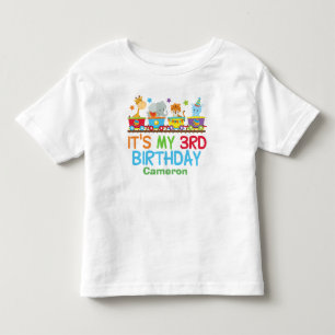 かわいくカスタムなサーカスの動物の列車の第3誕生日 トドラーTシャツ
