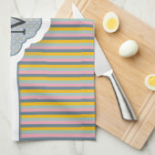 かわいくカスタムなモノグラムの水玉模様のストライプなパターン キッチンタオル (四つ折り)