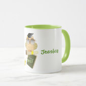 かわいくカスタムな卒業の漫画のフクロウ及び名前のマグ マグカップ (正面右)