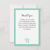 かわいくカスタムな色のベビーの足跡は感謝していしています サンキューカード (裏面)