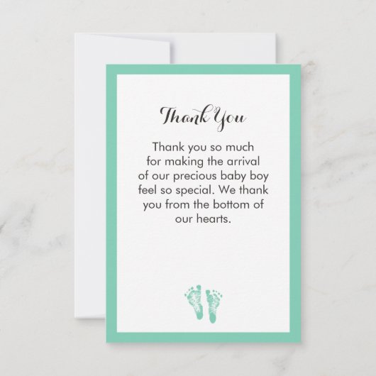 かわいくカスタムな色のベビーの足跡は感謝していしています サンキューカード (裏面)