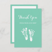 かわいくカスタムな色のベビーの足跡は感謝していしています サンキューカード (正面/裏面)
