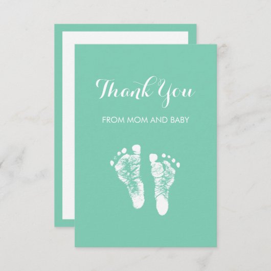かわいくカスタムな色のベビーの足跡は感謝していしています サンキューカード (正面/裏面)