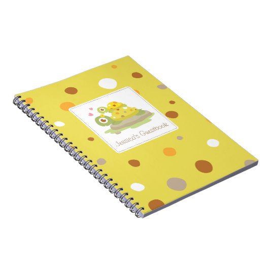 かわいくカラフルなお母さんのカメのベビーシャワーのゲストブック ノートブック (右側)