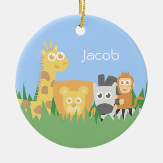 かわいくカラフルなサファリ動物の子供部屋の装飾 セラミックオーナメント (正面)