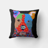 かわいくカラフルなパッチワークのピットブル犬 クッション (裏面)