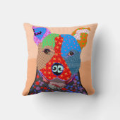 かわいくカラフルなパッチワークのピットブル犬 クッション (裏面)