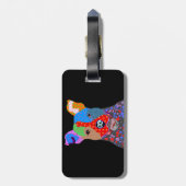 かわいくカラフルなパッチワークのピットブル犬 ラゲッジタグ (裏面縦)