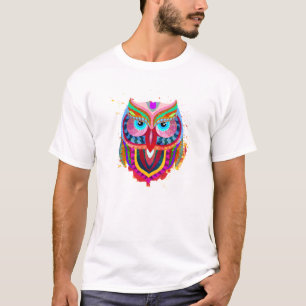 かわいくカラフルなフクロウの人の基本的なTシャツ Tシャツ