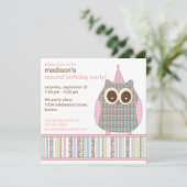 かわいくカラフルなフクロウの子供の誕生日のパーティの招待状 招待状 (スタンド正面)