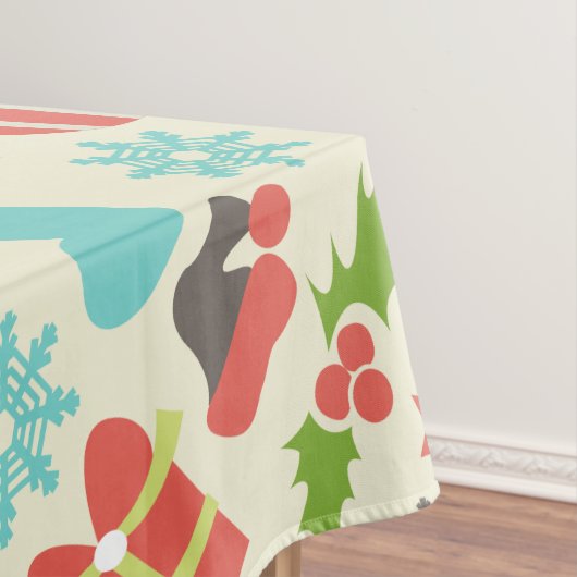 かわいくカラフルなレトロのクリスマス テーブルクロス (インサイチュ)